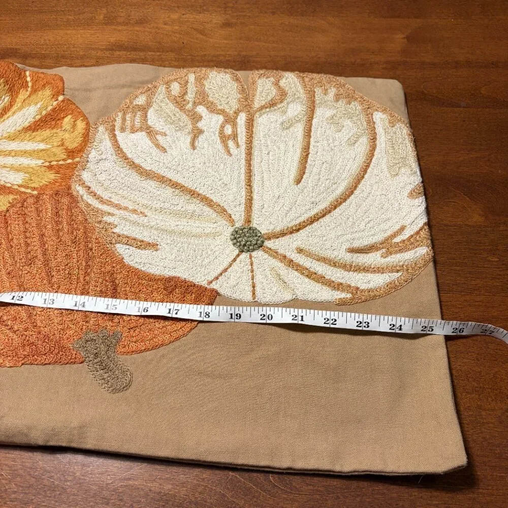Pottery Barn accent pillowcase fall autumn pumpkin tan cotton 16x26